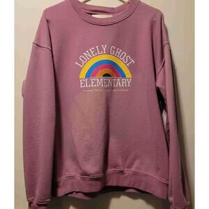 Lonely Ghost Elementary XL Graphic Crewneck Sweatshirt Long Sleeves Unisex Purpl